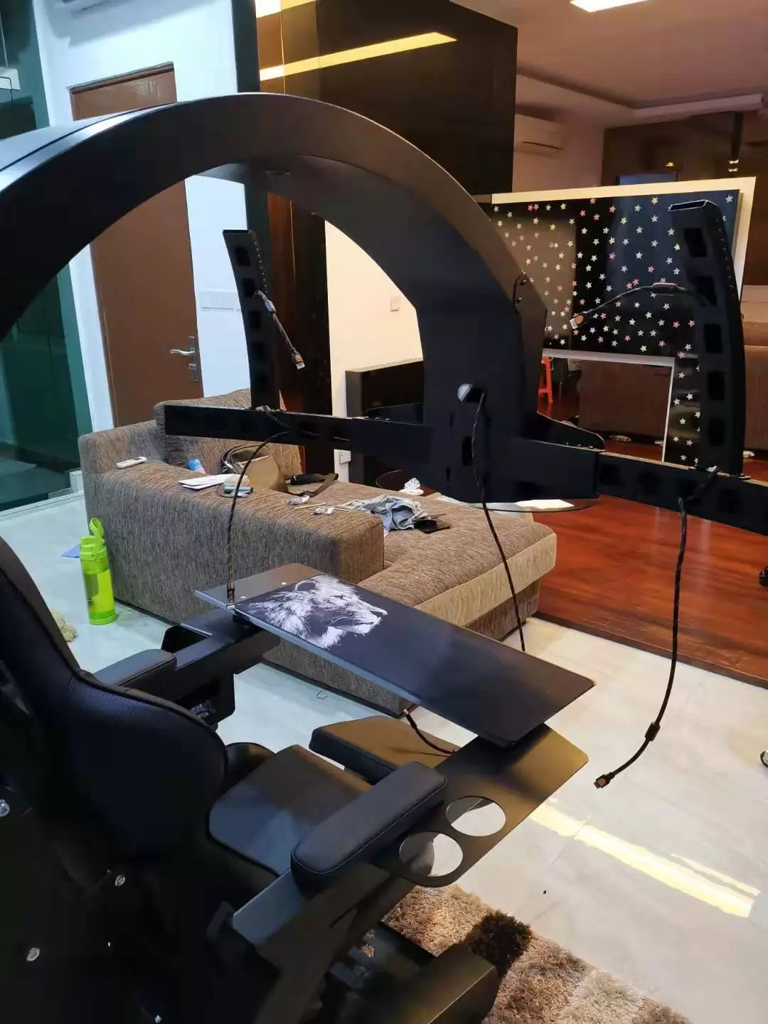 Model 320 Computer cockpit chair workstation support up to 5 screens zero gravity one click Racing / Boss seat with massage Most affordable and easy move upstairs 